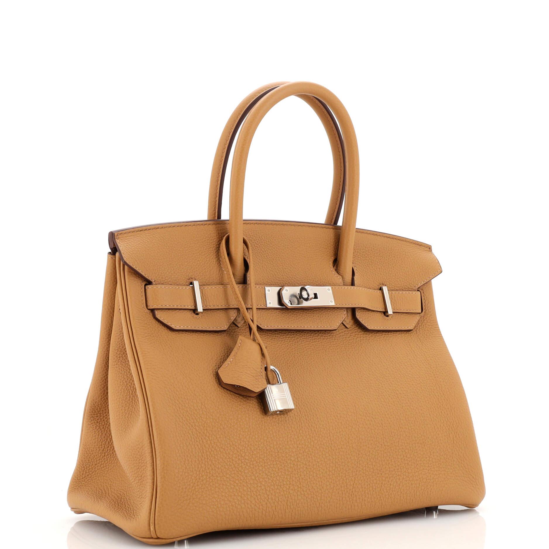 Sac à main Hermès Birkin biscuit Togo avec finitions métalliques en palladium 30 Bon état à NY, NY
