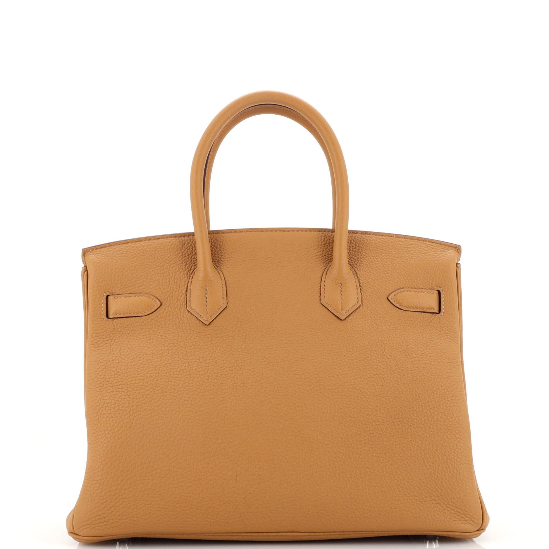  Sac à main Hermès Birkin biscuit Togo avec finitions métalliques en palladium 30 Pour femmes 