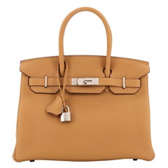 Hermes Birkin Handbag Biscuit Togo with Palladium Hardware 30