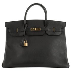 Hermes Birkin Handbag Black Ardennes with Gold Hardware 40