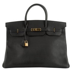 Hermes Birkin Handbag Black Ardennes with Gold Hardware 40