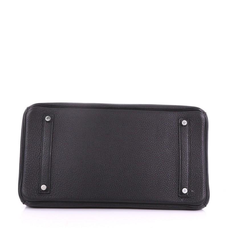 Hermes Birkin Handbag Black Clemence with Palladium Hardware 35 1