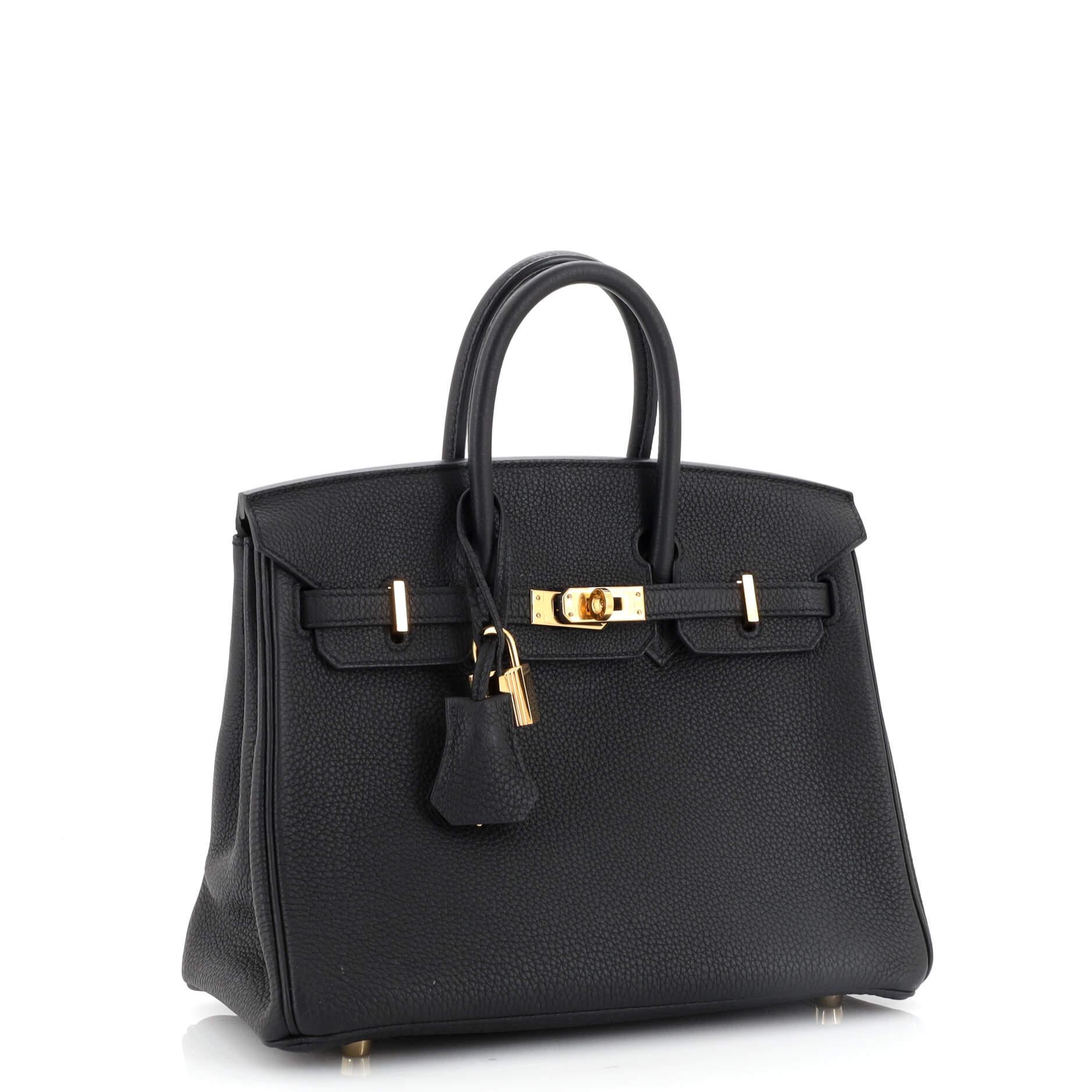 Hermes Birkin Handbag Black Togo with Gold Hardware 25 In Good Condition In NY, NY