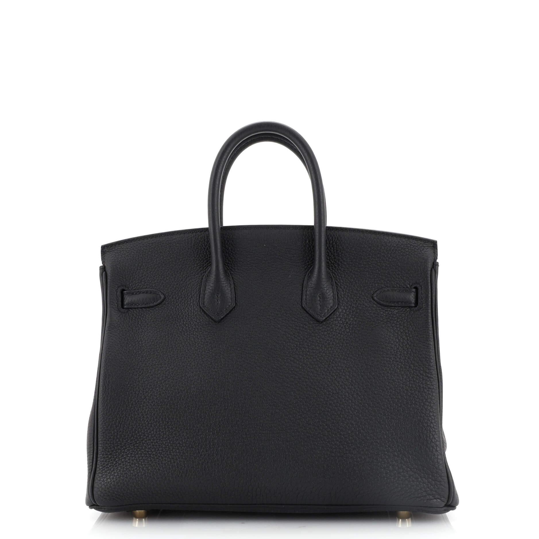 Women's or Men's Hermes Birkin Handbag Black Togo with Gold Hardware 25