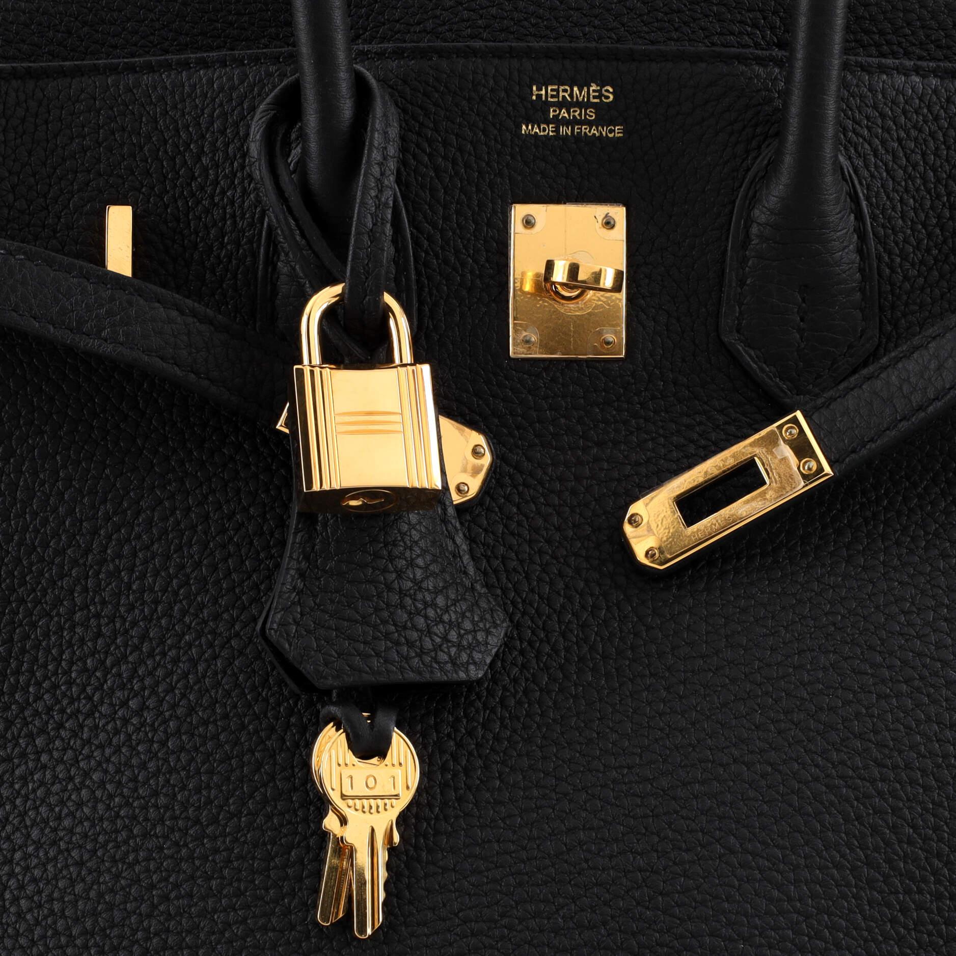Hermes Birkin Handbag Black Togo with Gold Hardware 25 3