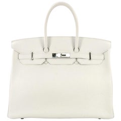 Hermes Birkin Handbag Blanc Clemence with Palladium Hardware 35