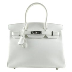 Hermes Birkin Handbag Blanc Epsom with Palladium Hardware 30