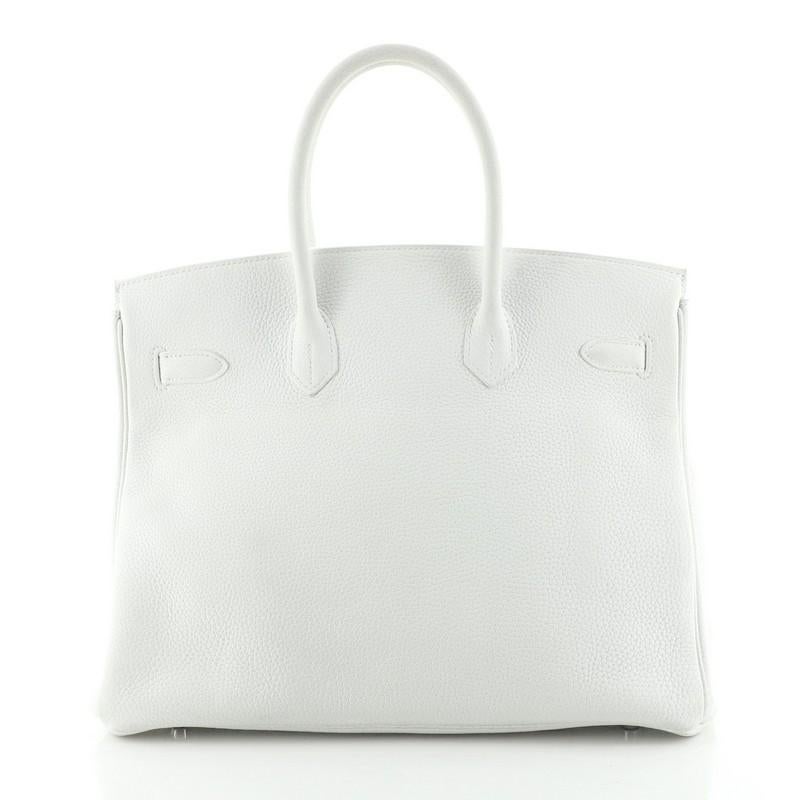 Gray Hermes Birkin Handbag Blanc Togo with Palladium Hardware 35