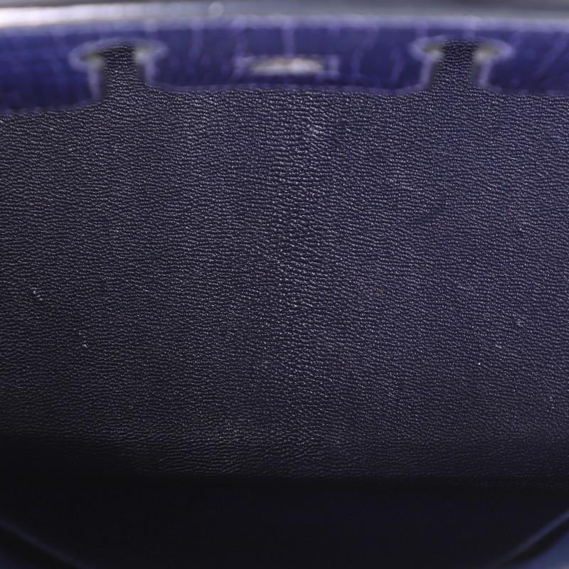 Women's or Men's Hermes Birkin Handbag Bleu Abysse Shiny Porosus Crocodile with Gold Hardw