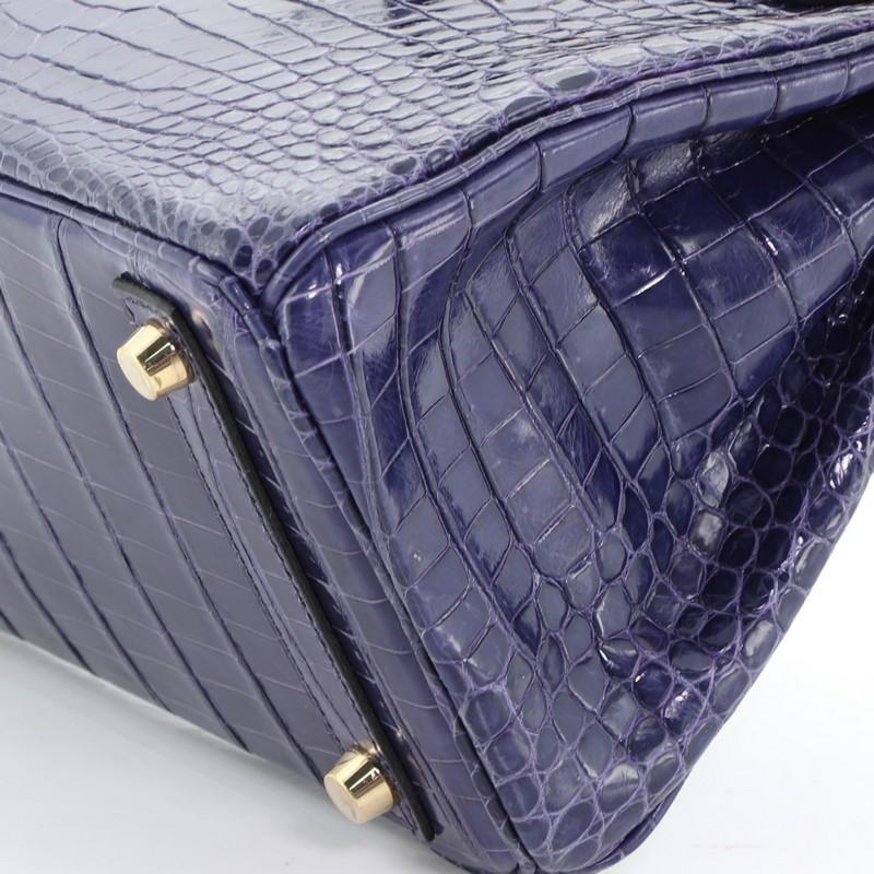 Hermes Birkin Handbag Bleu Abysse Shiny Porosus Crocodile with Gold Hardw 1