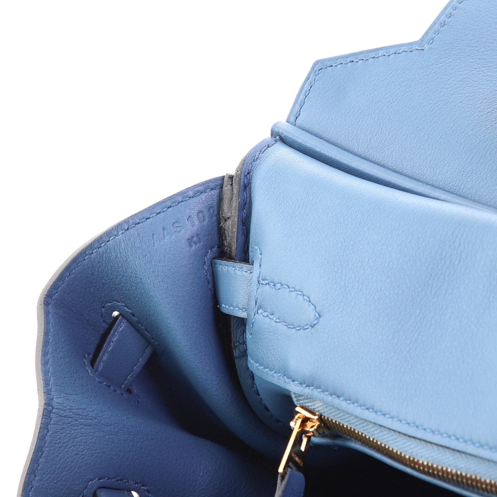 Hermes Birkin Handbag Bleu Agate Swift with Gold Hardware 25 5