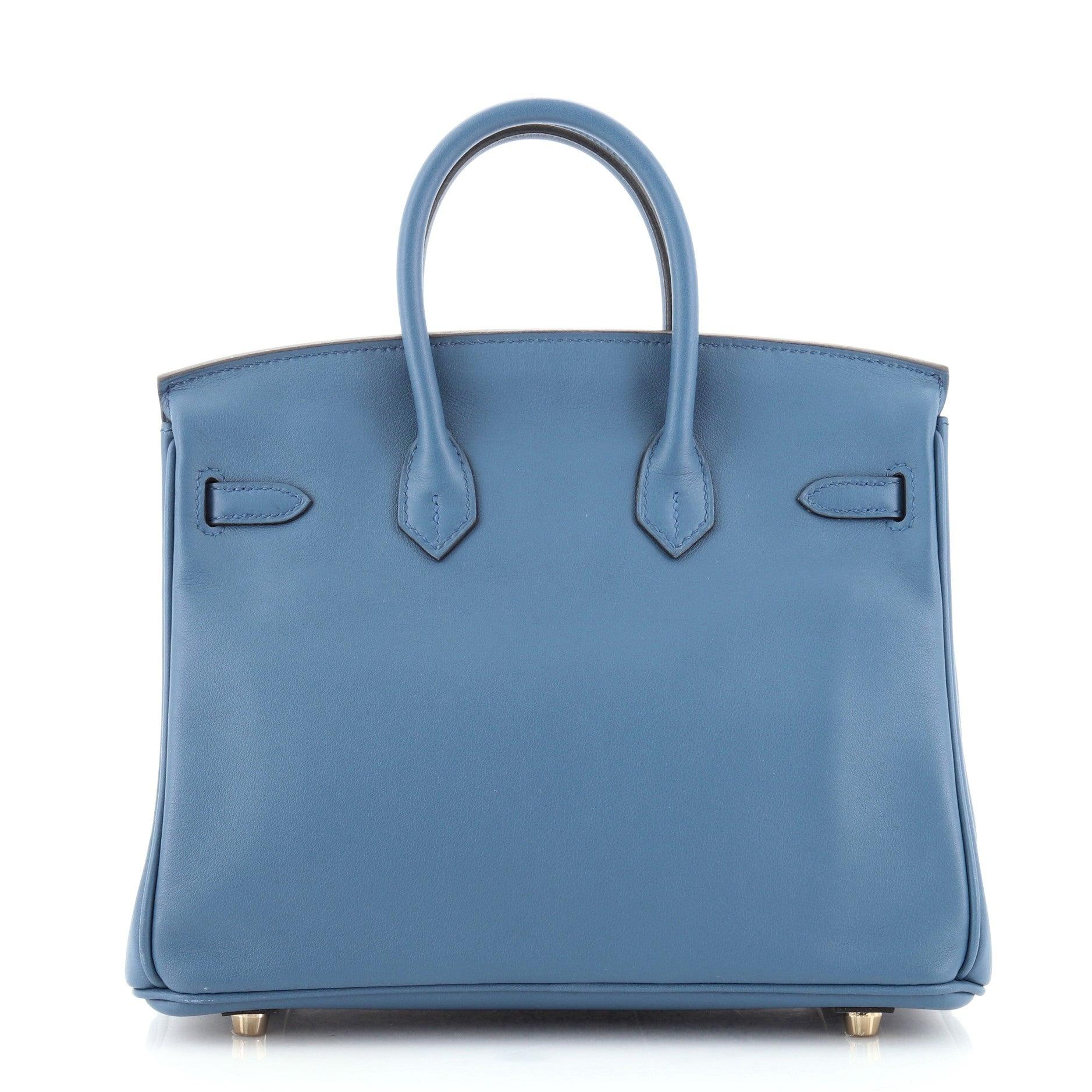 Hermes Birkin Handbag Bleu Agate Swift with Gold Hardware 25 In Good Condition In NY, NY