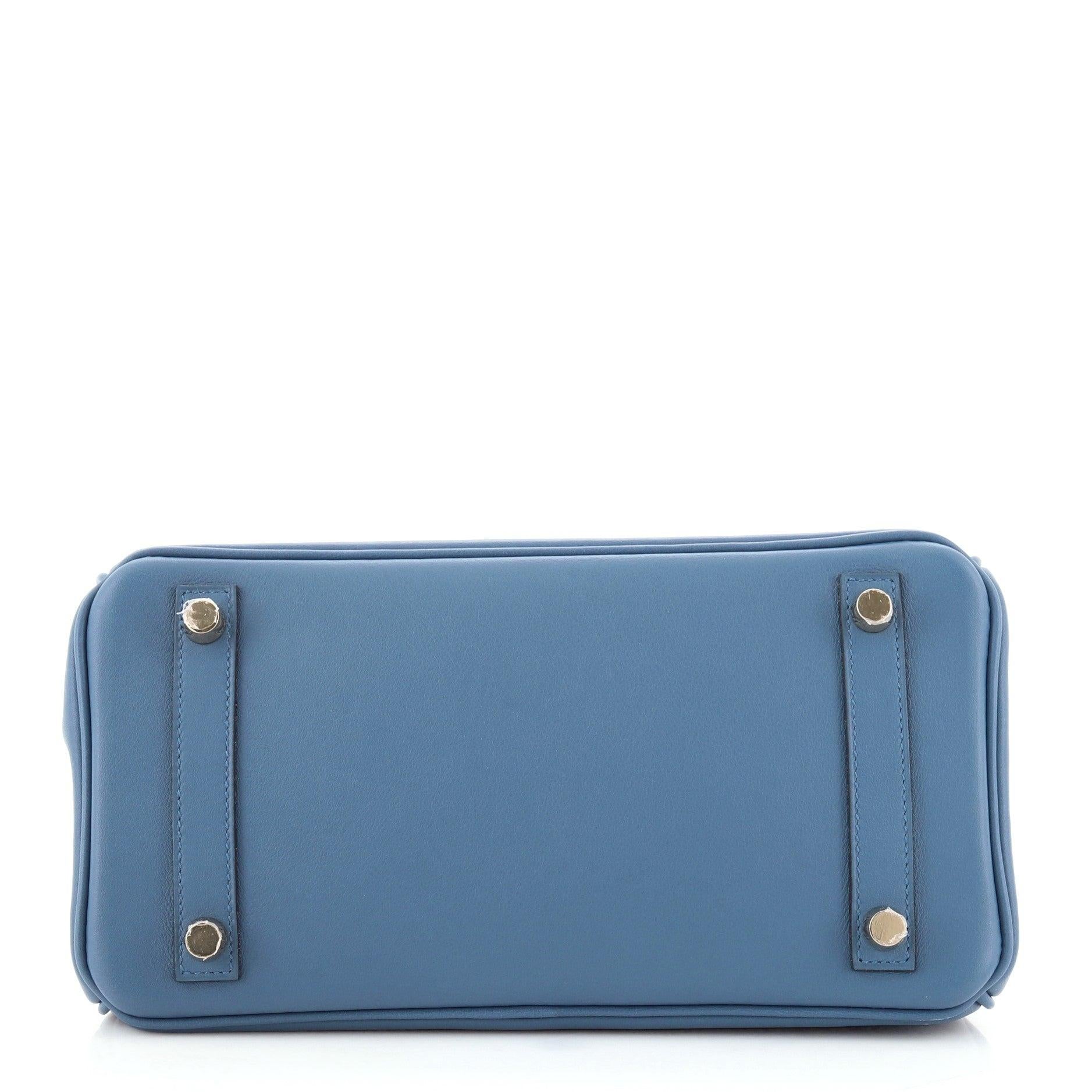 Women's or Men's Hermes Birkin Handbag Bleu Agate Swift with Gold Hardware 25