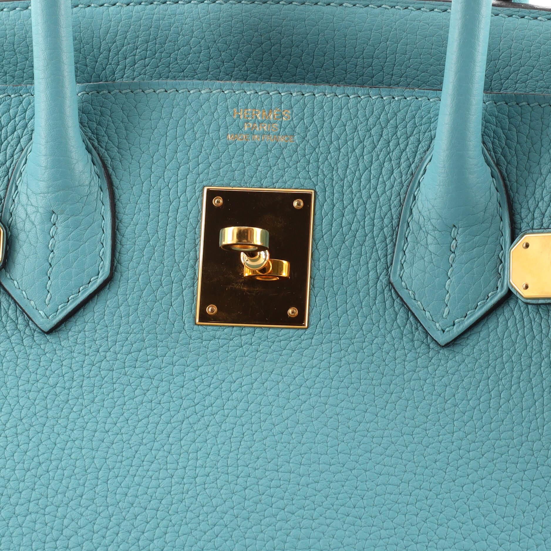 Hermes Birkin Handbag Bleu Atoll Clemence with Gold Hardware 30 2