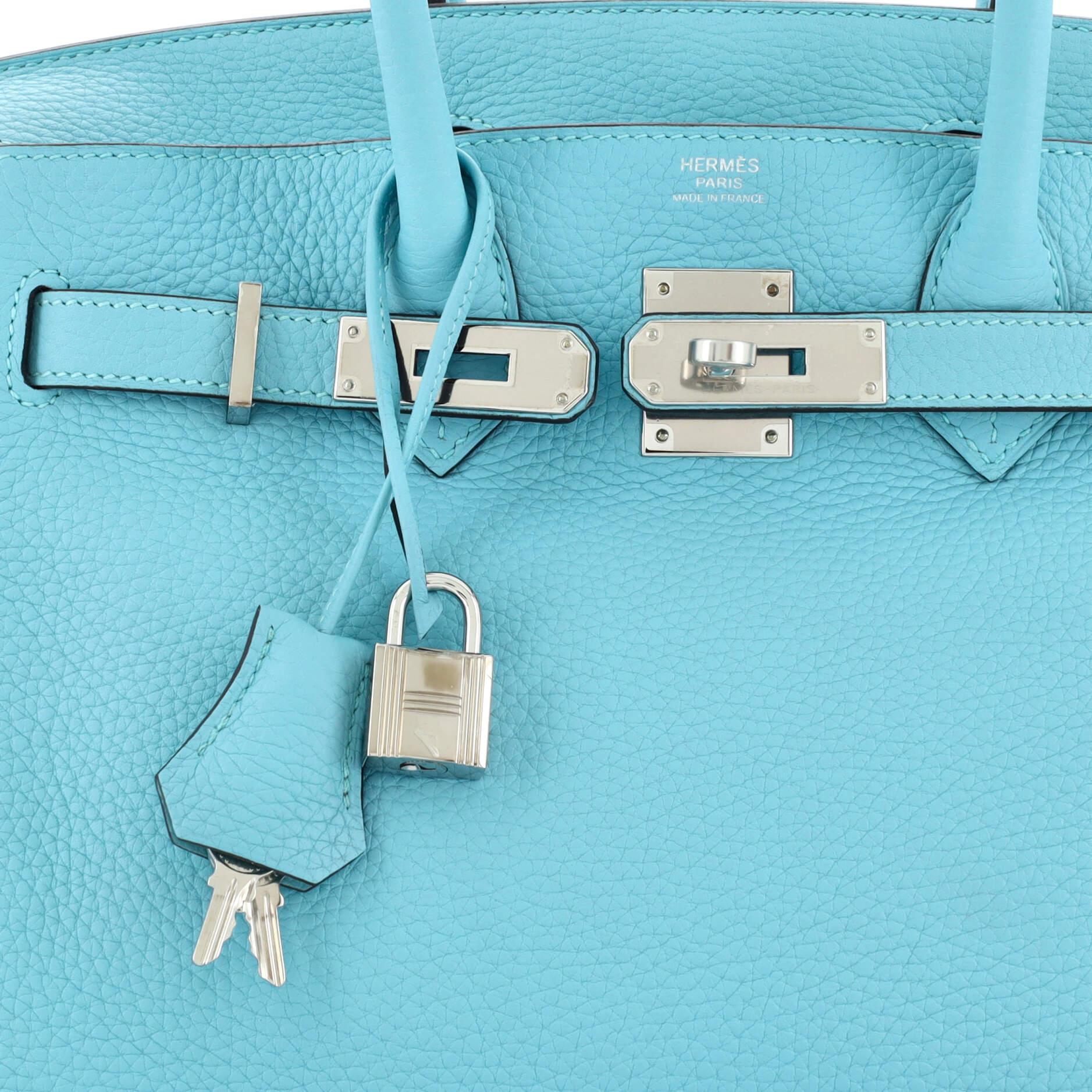Hermes Birkin Handbag Bleu Atoll Clemence with Palladium Hardware 30 2