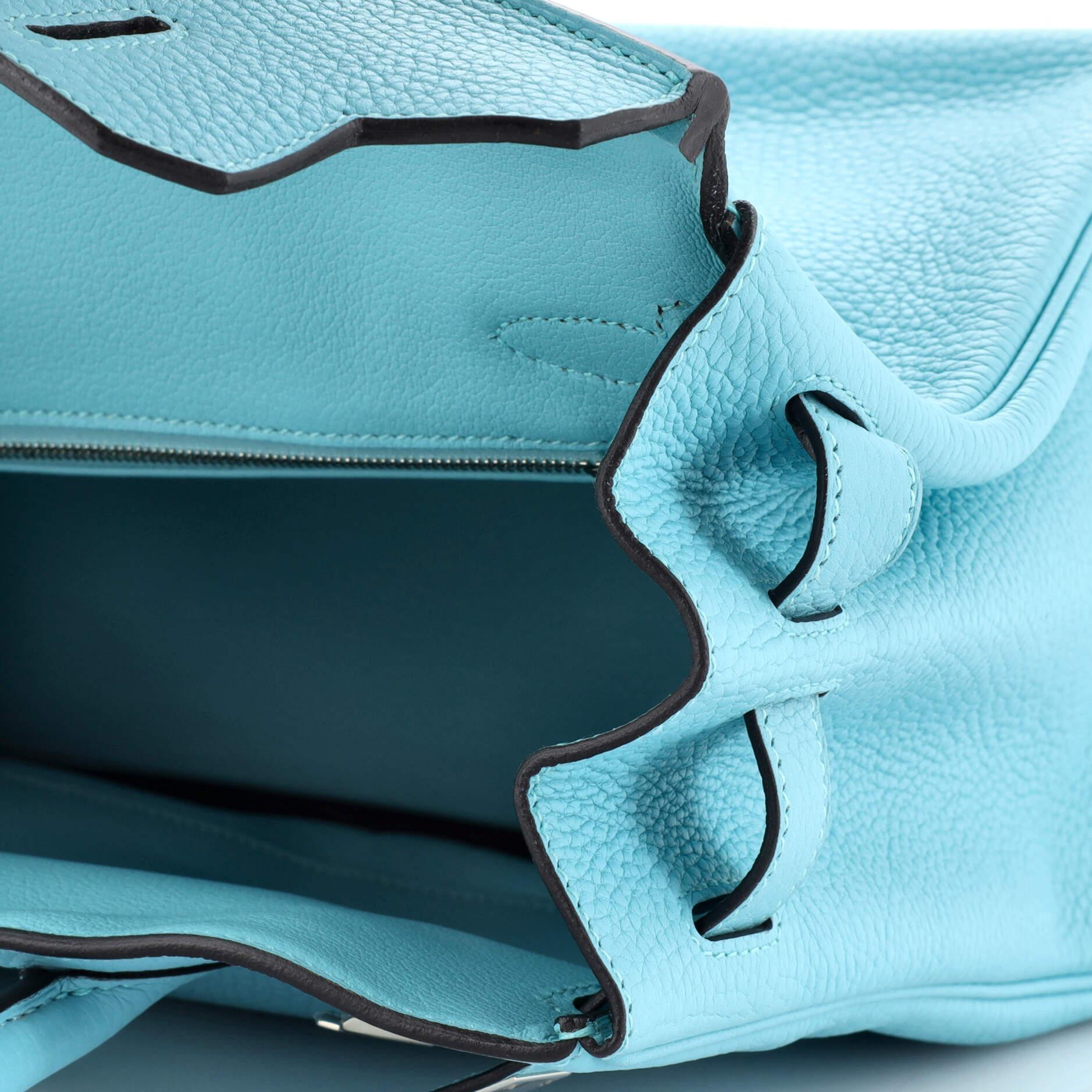 Hermes Birkin Handbag Bleu Atoll Clemence with Palladium Hardware 30 3