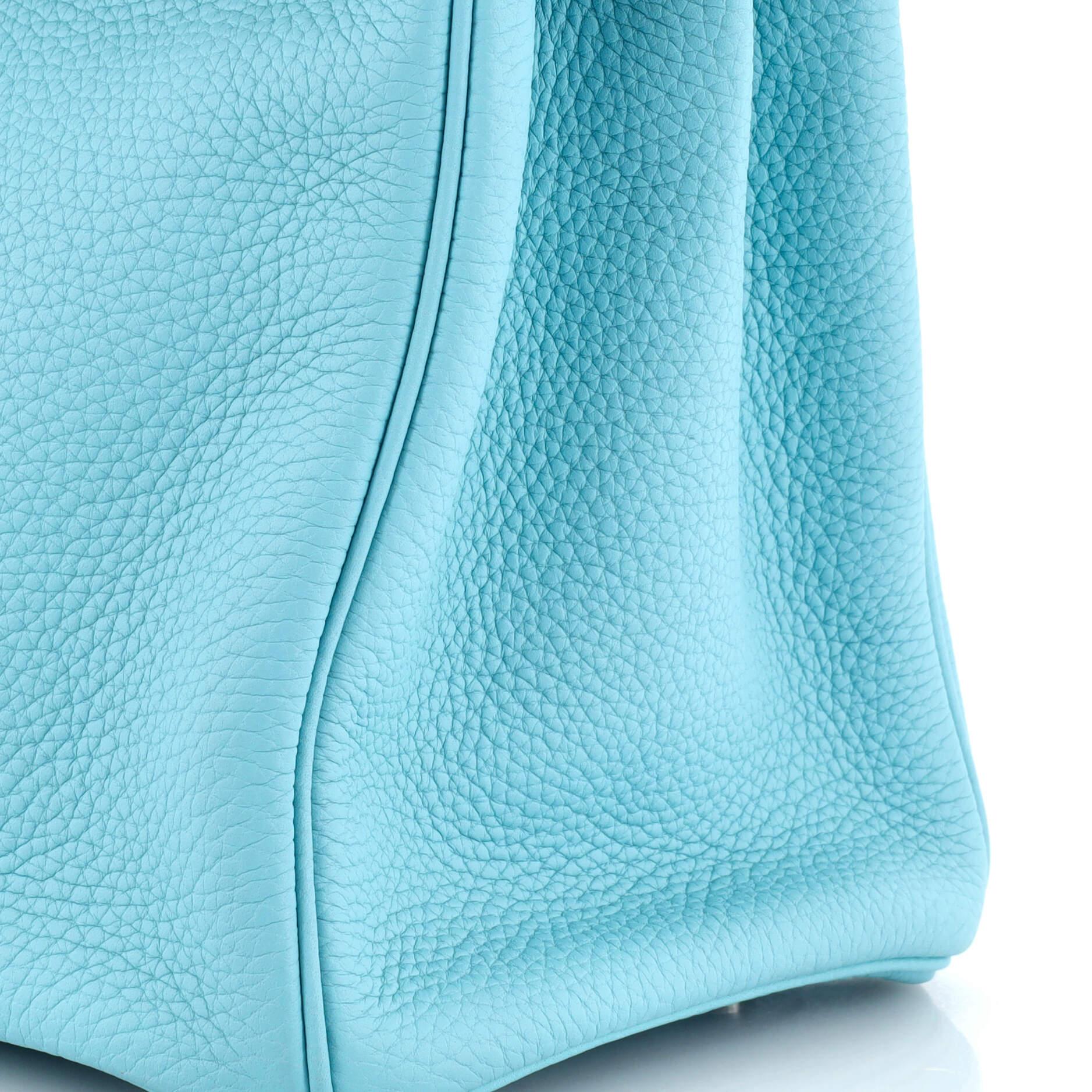 Hermes Birkin Handbag Bleu Atoll Clemence with Palladium Hardware 30 4