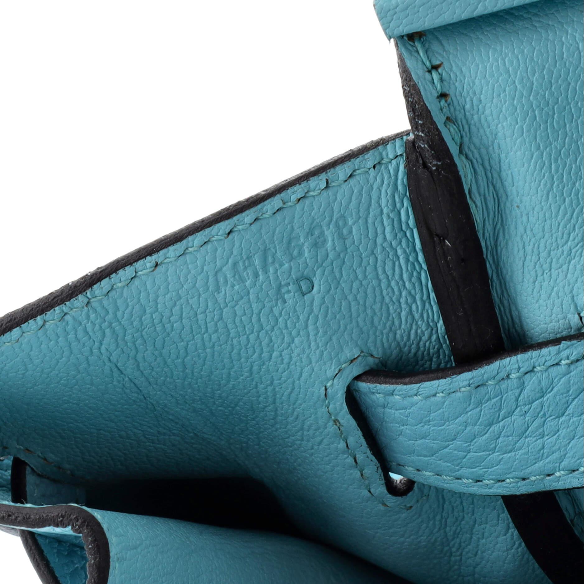 Hermes Birkin Handbag Bleu Atoll Clemence with Palladium Hardware 30 5