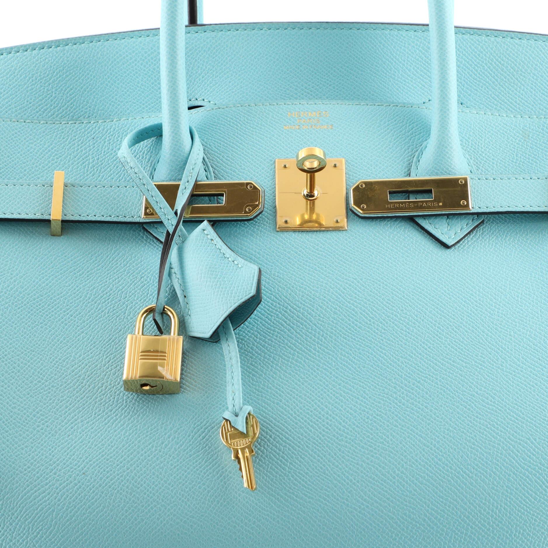 Hermes Birkin Handbag Bleu Atoll Epsom with Gold Hardware 35 In Good Condition In NY, NY