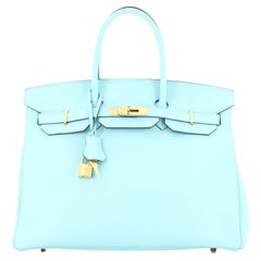 Hermes Birkin Handbag Bleu Atoll Epsom with Gold Hardware 35