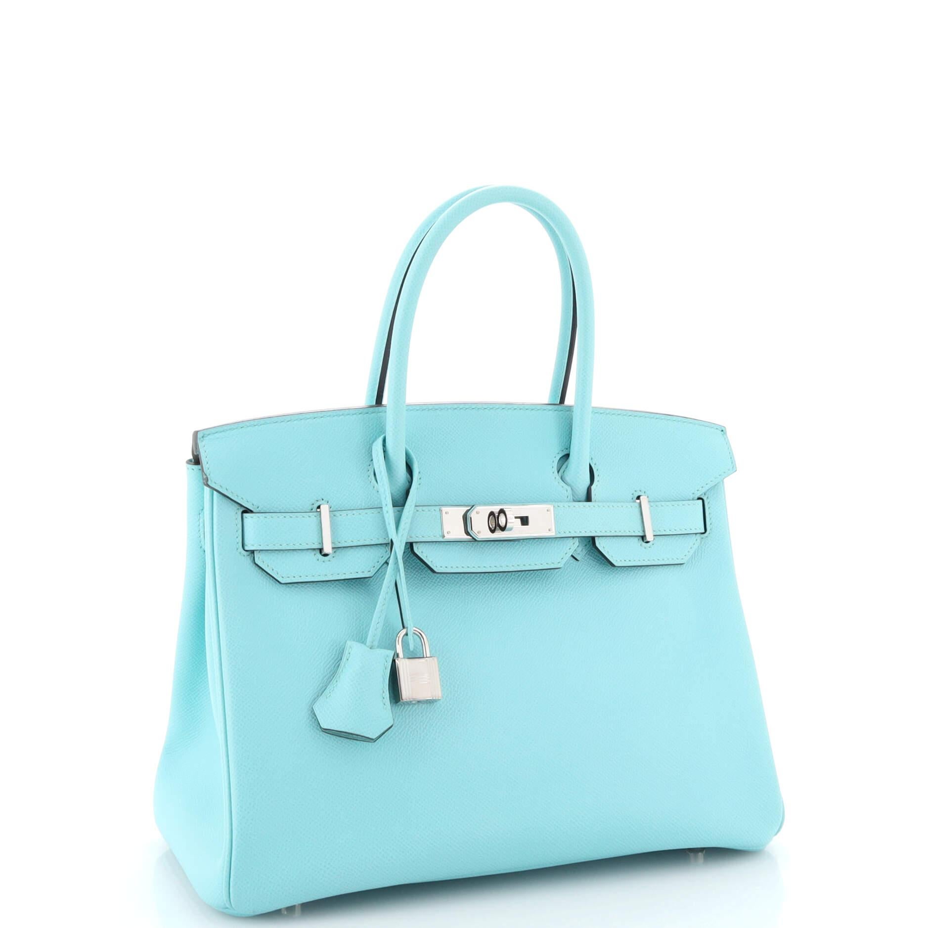 Hermes Birkin Handbag Bleu Atoll Epsom with Palladium Hardware 30 In Good Condition In NY, NY