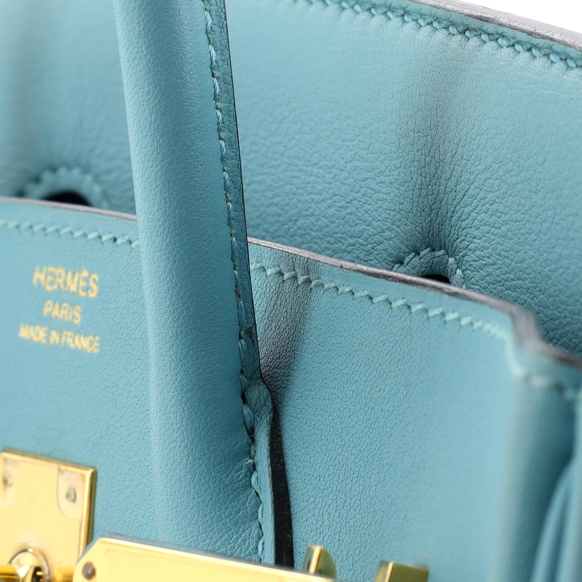 Hermes Birkin Handbag Bleu Atoll Swift with Gold Hardware 25 For Sale 6