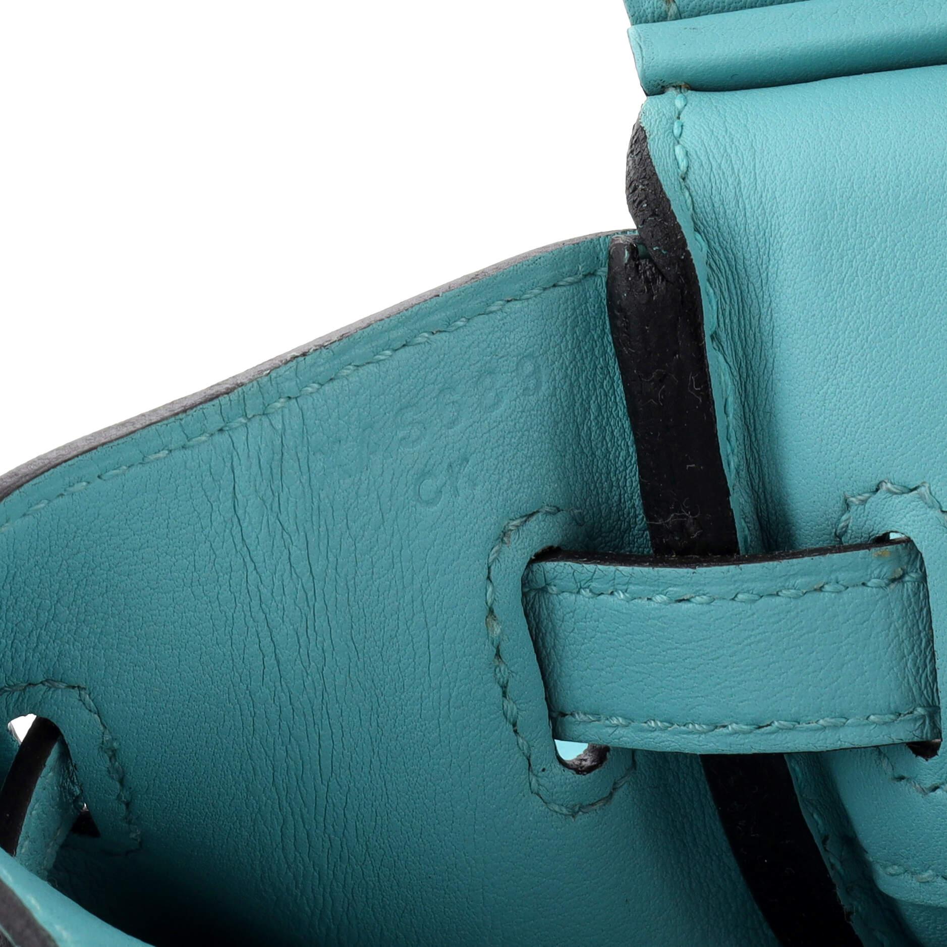 Hermes Birkin Handbag Bleu Atoll Swift with Gold Hardware 25 For Sale 6