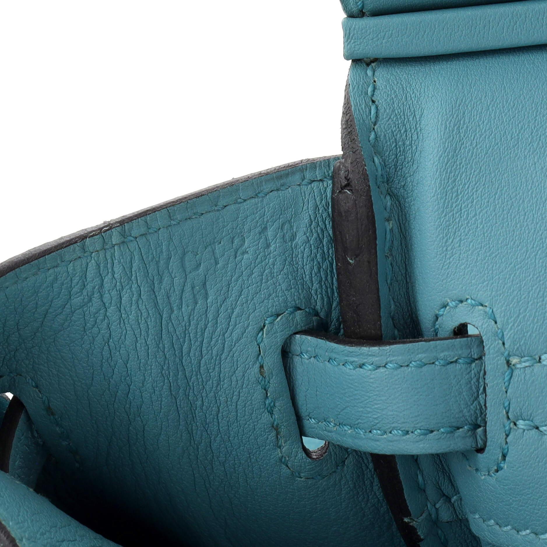 Hermes Birkin Handbag Bleu Atoll Swift with Gold Hardware 25 For Sale 9