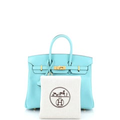 Hermes Birkin Handbag Bleu Atoll Swift with Gold Hardware 25