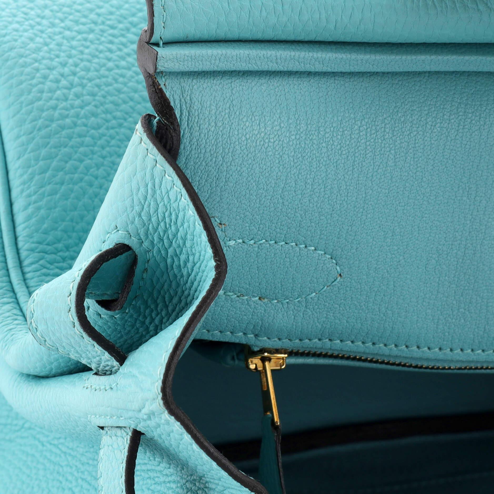 Hermes Birkin Handbag Bleu Atoll Togo with Gold Hardware 30 For Sale 6