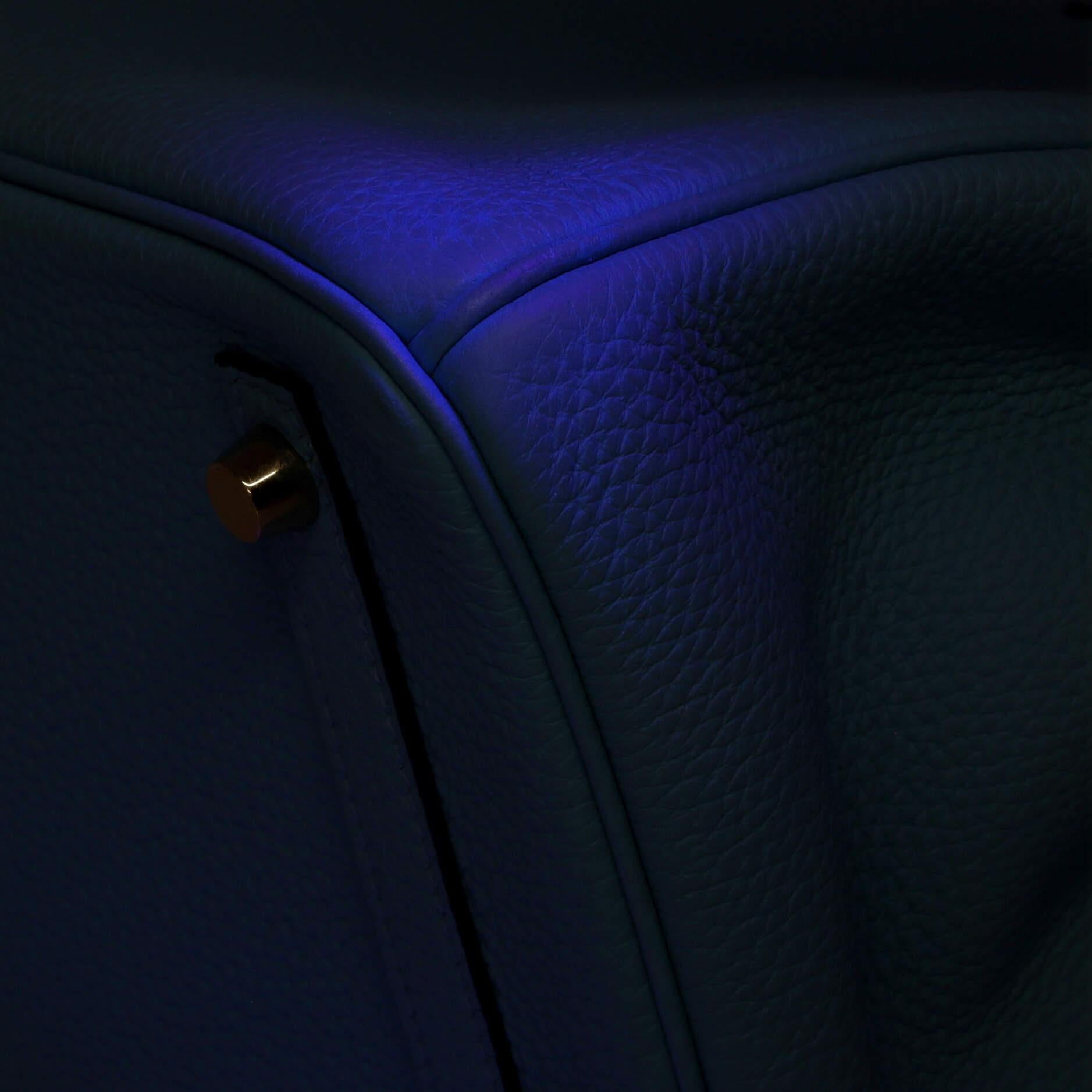 Hermes Birkin Handbag Bleu Atoll Togo with Gold Hardware 30 For Sale 7