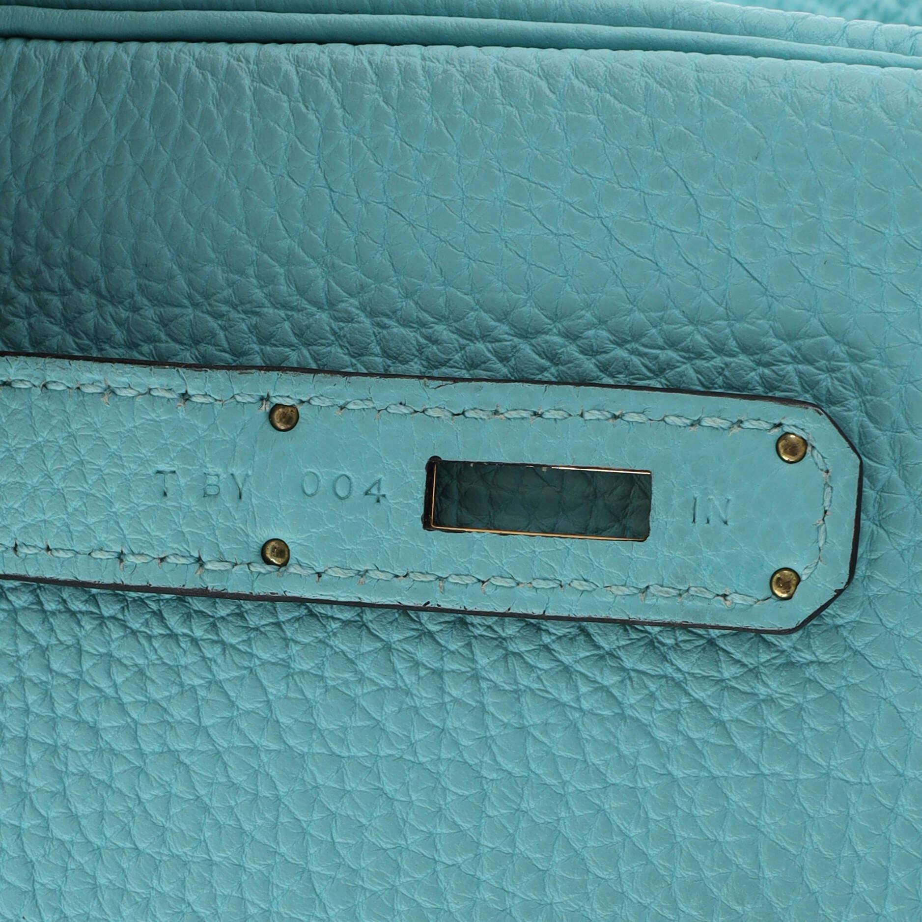 Hermes Birkin Handbag Bleu Atoll Togo with Gold Hardware 30 9