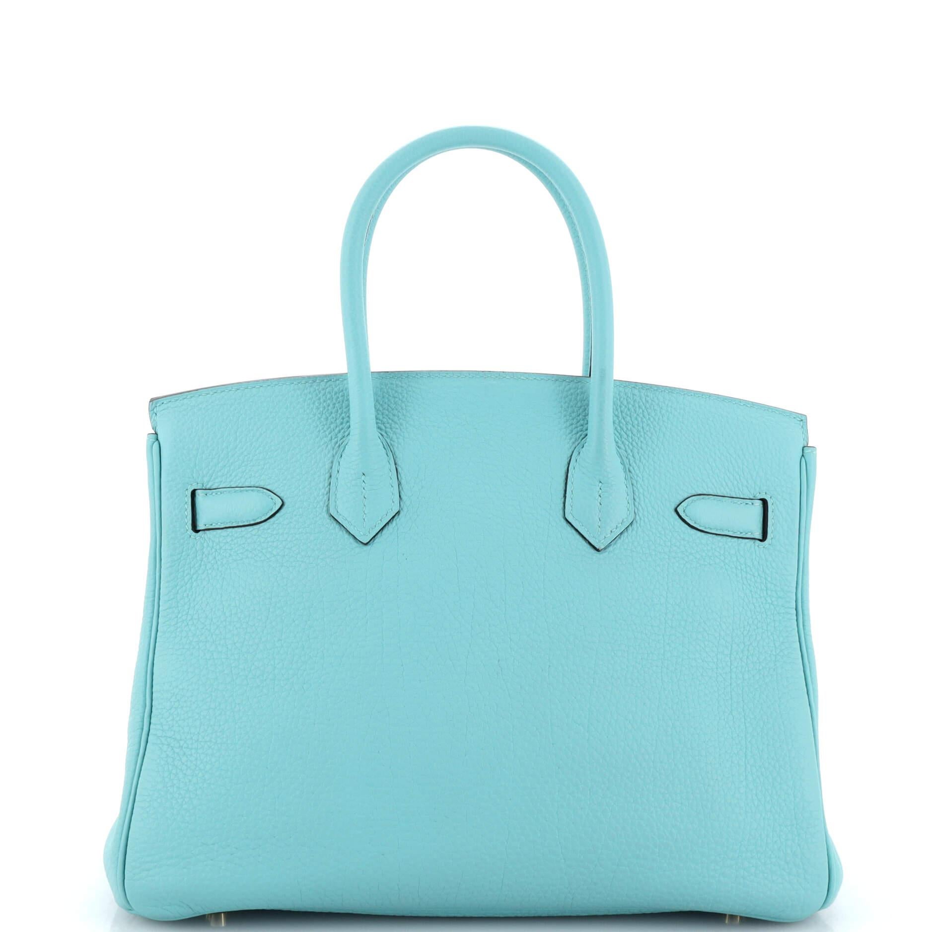 Women's Hermes Birkin Handbag Bleu Atoll Togo with Gold Hardware 30