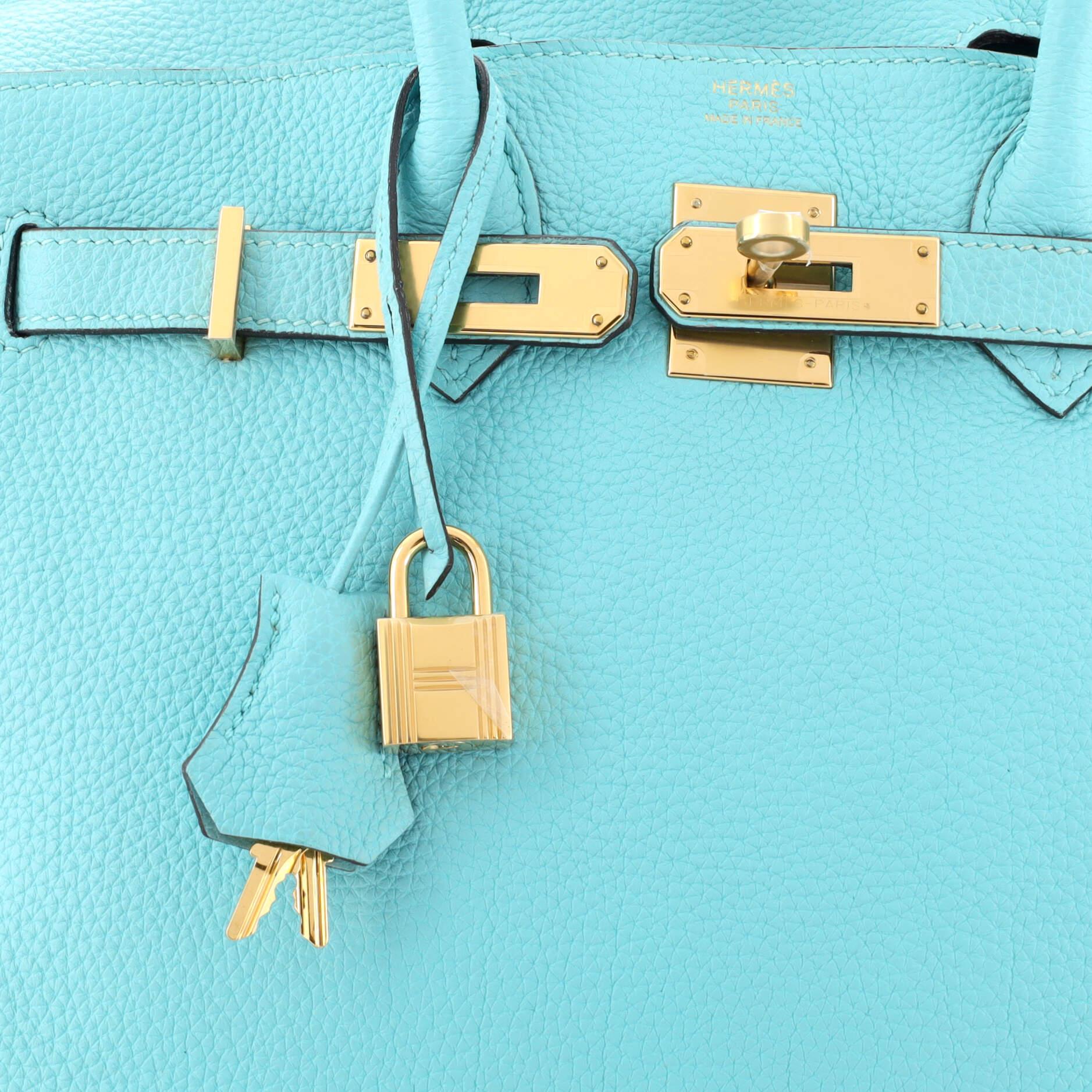 Hermes Birkin Handbag Bleu Atoll Togo with Gold Hardware 30 For Sale 3