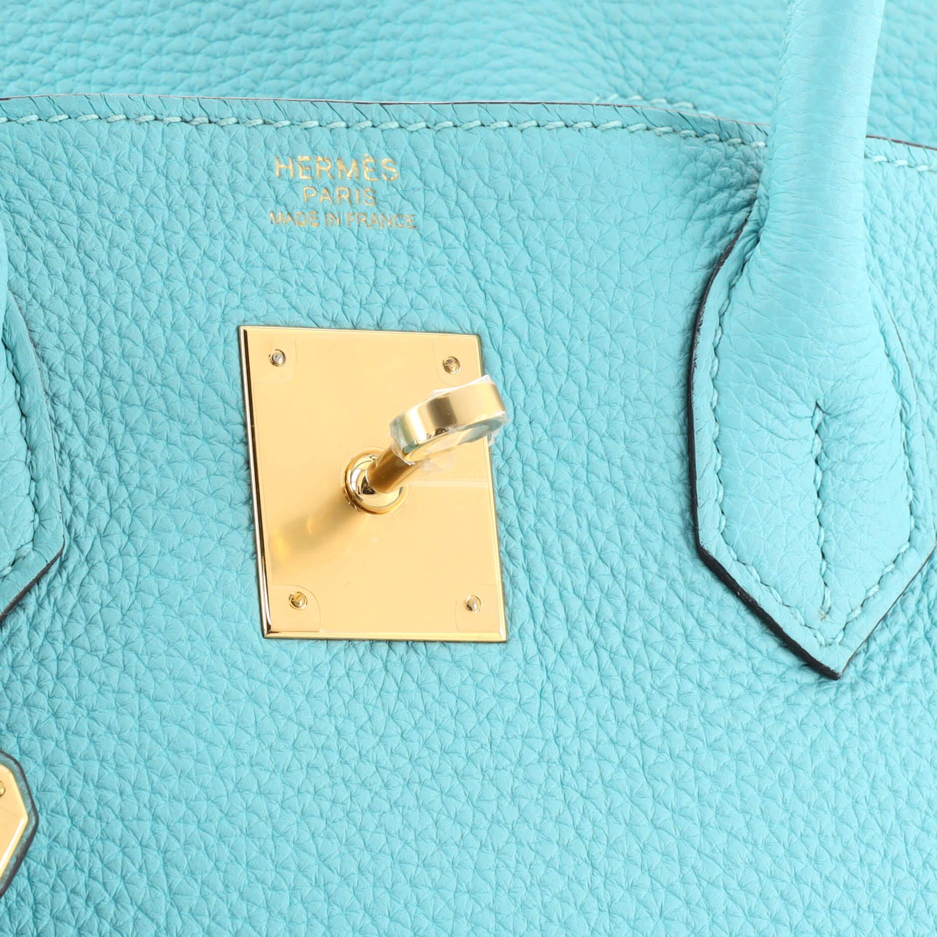 Hermes Birkin Handbag Bleu Atoll Togo with Gold Hardware 30 For Sale 4