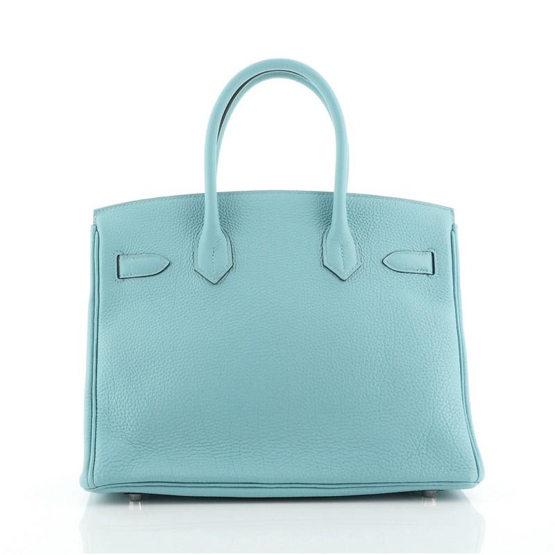 Hermes Birkin Handbag Bleu Atoll Togo with Palladium Hardware 30 In Good Condition In NY, NY