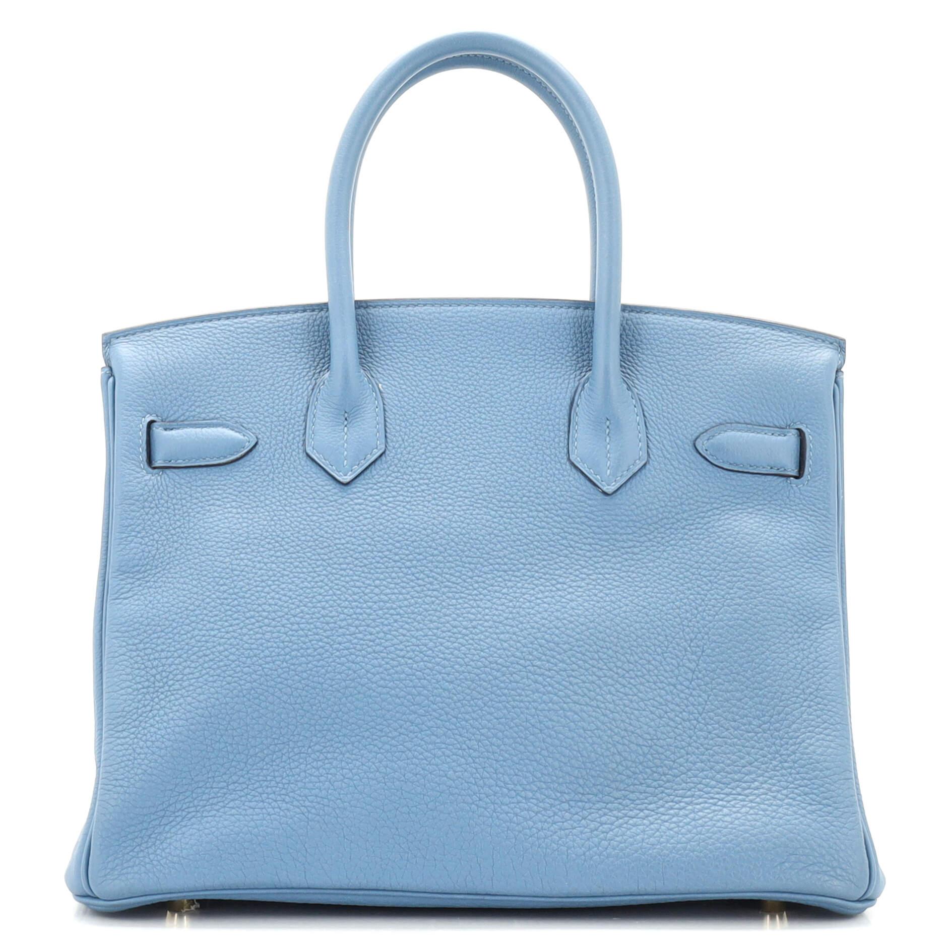 Hermes Birkin Handbag Bleu Azur Togo with Gold Hardware 30 In Good Condition In NY, NY