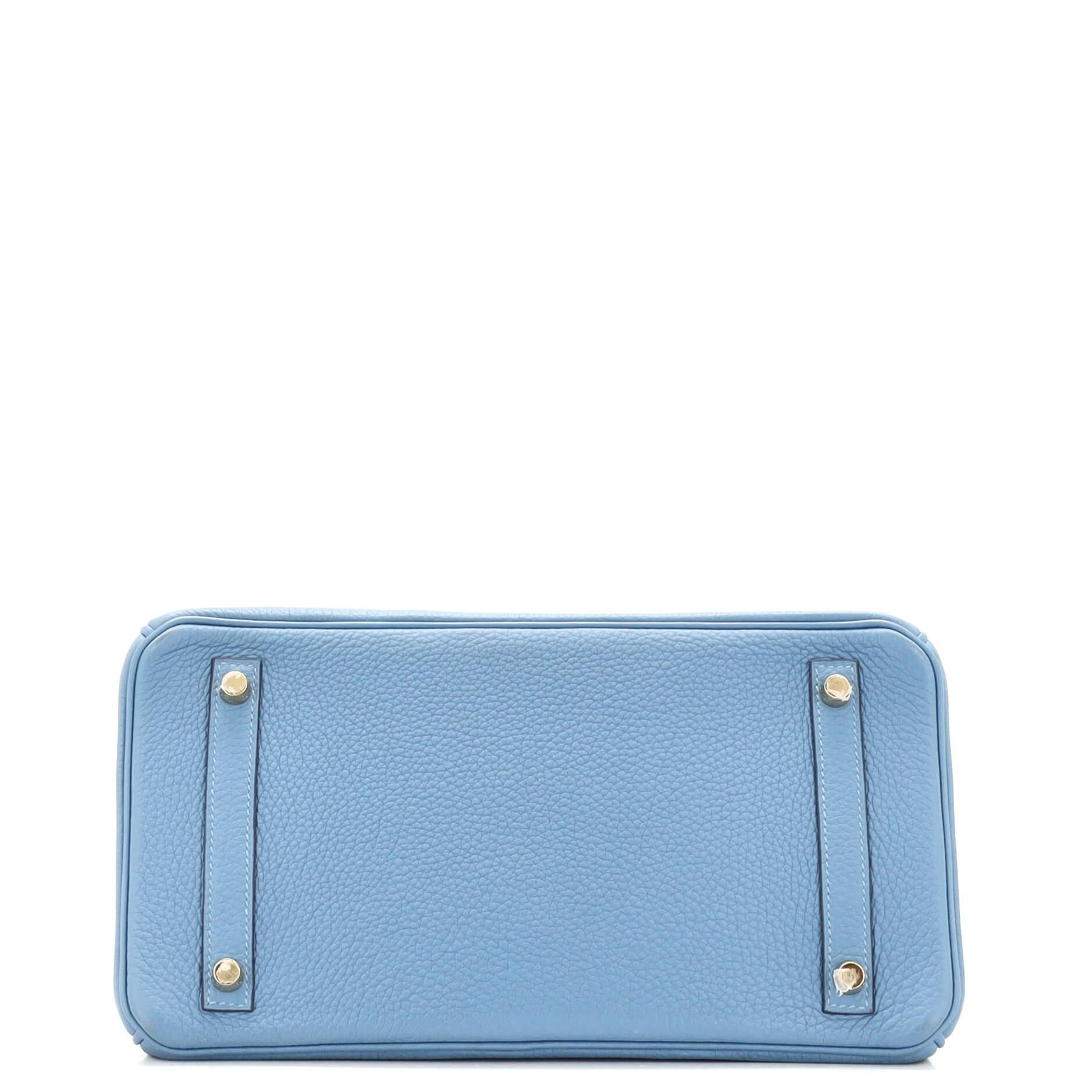 Women's or Men's Hermes Birkin Handbag Bleu Azur Togo with Gold Hardware 30