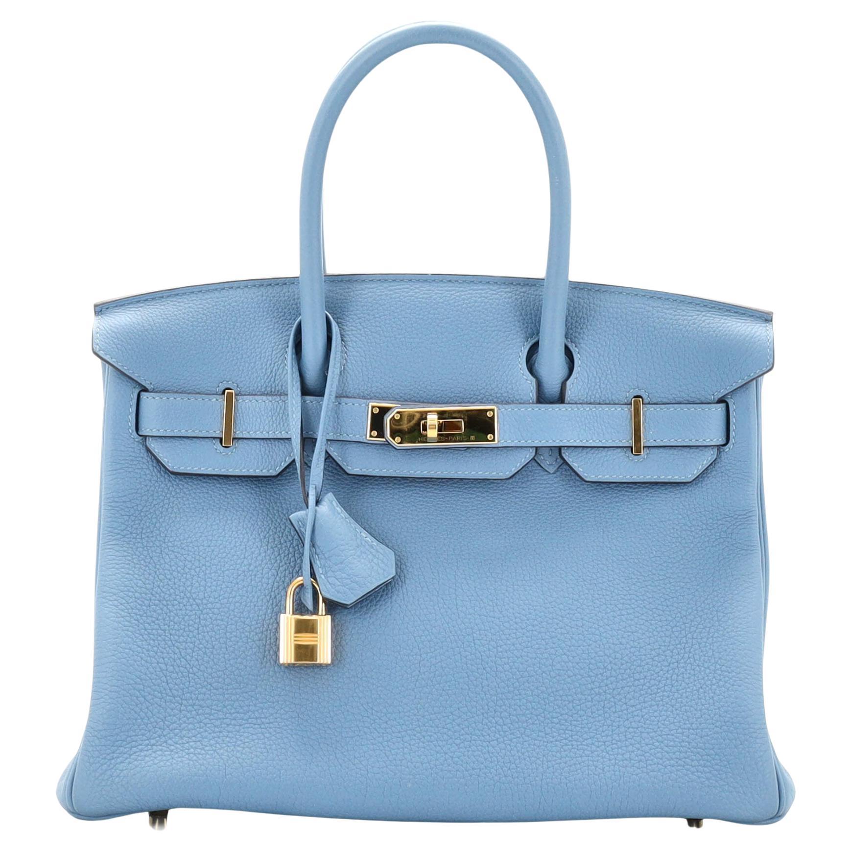 Hermes Garden Party TPM Bleu Izmir Taurillon Clemence Leather Tote Bag ...