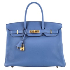 Hermes Birkin Handbag Bleu Azur Togo with Gold Hardware 35
