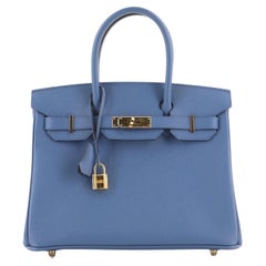 Hermes Birkin Handbag Bleu Brighton Epsom with Gold Hardware 30