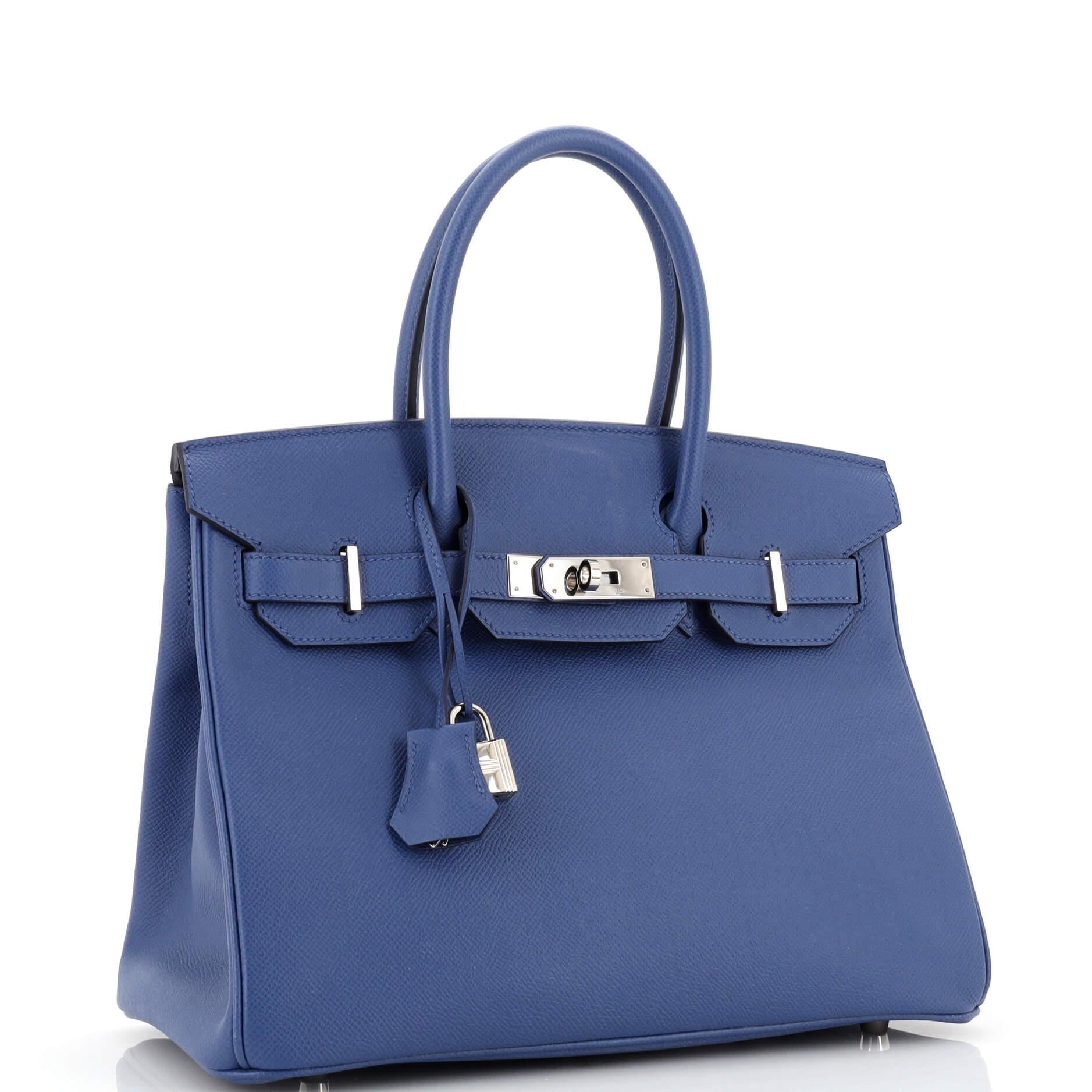 Hermes Birkin Handbag Bleu Brighton Epsom with Palladium Hardware 30 In Good Condition In NY, NY