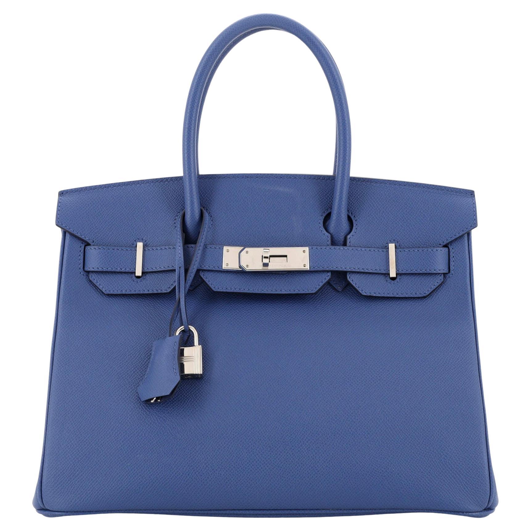 Hermes Birkin Handbag Bleu Brighton Epsom with Palladium Hardware 30