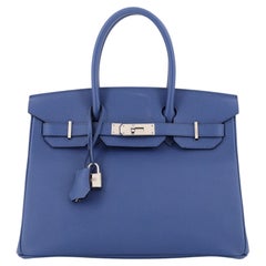 Hermes Birkin Handbag Bleu Brighton Epsom with Palladium Hardware 30