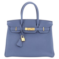 Hermes Birkin Handbag Bleu Brighton Togo with Gold Hardware 30