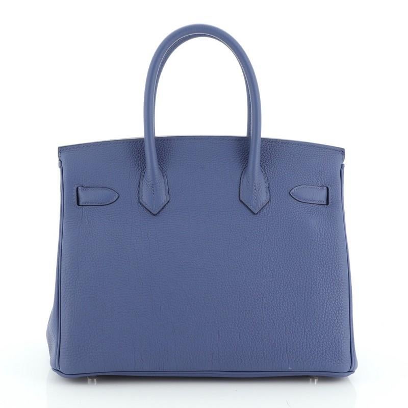 Hermes Birkin Handbag Bleu Brighton Togo with Palladium Hardware 30 In Good Condition In NY, NY