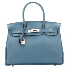 Hermes Birkin Handbag Bleu Colvert Fjord with Palladium Hardware 30