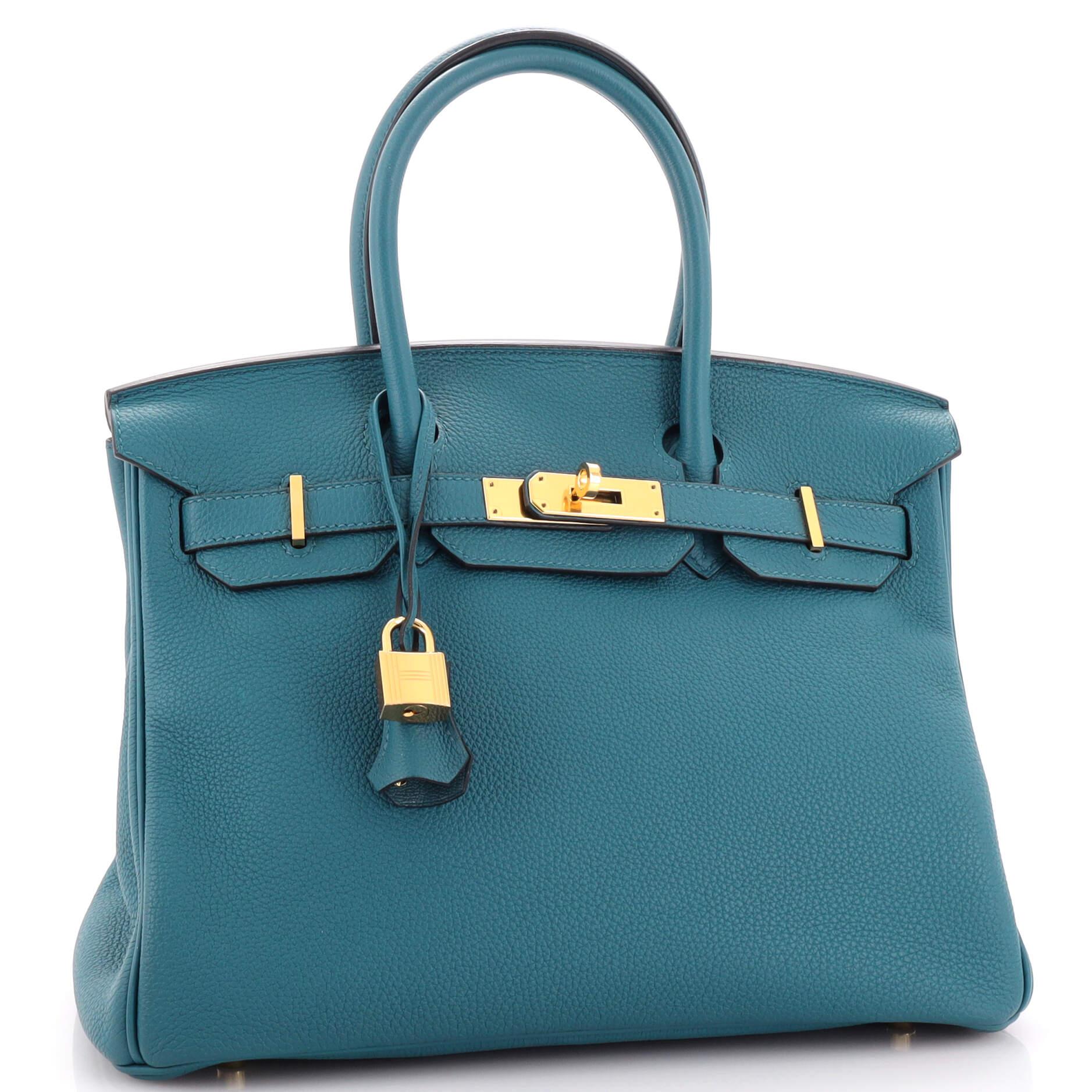 hermes birkin handbag bleu colvert togo with gold hardware 30 blue