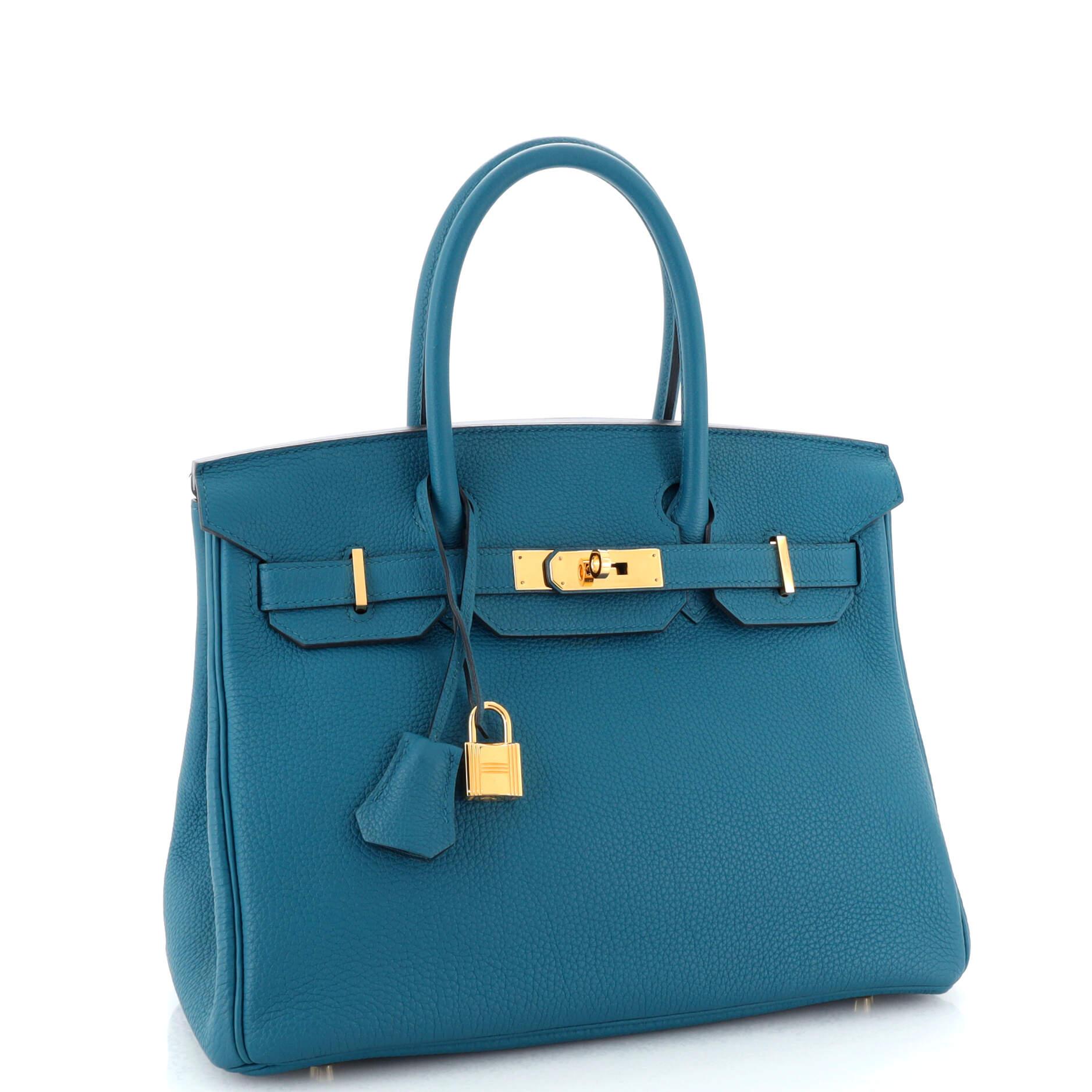 hermes birkin handbag bleu colvert togo with gold hardware 30 blue