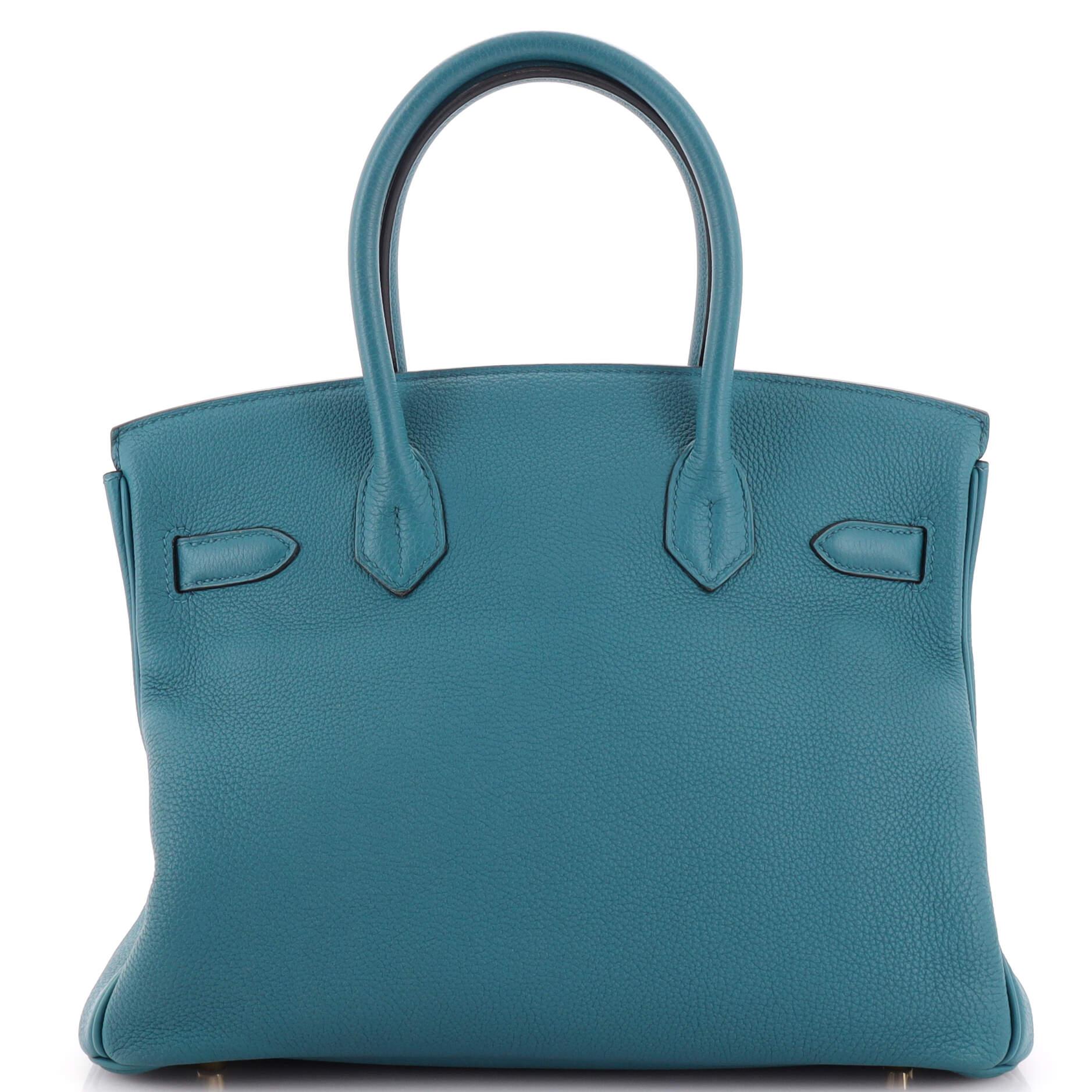 Hermes Birkin Handbag Bleu Colvert Togo with Gold Hardware 30 In Good Condition In NY, NY